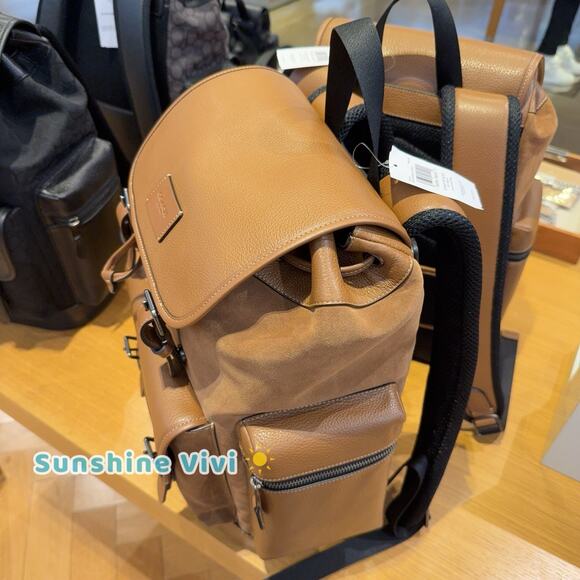 NWT Coach MEN's Sprint Backpack CCG12 suede 2025 Fall🔥🔥 Cognac/Sienna - Picture 4 of 12